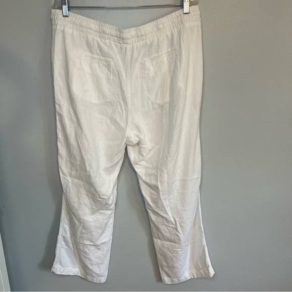 CATO Women's Solid Linen Pants Drawstring Beach White Sz L Pockets Lounge Wear - Picture 7 of 12